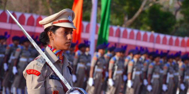 RAJASTHAN, INDIA - 2016/05/05: Central Police Force India's first female battalion oath taking ceremony,wherein they will be deployed in Naxal areas afterwards. (Photo by Anand Sharma/Pacific Press/LightRocket via Getty Images)