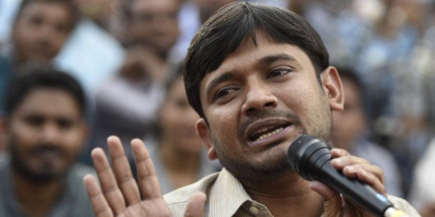 NEW DELHI, INDIA - MARCH 4: JNUSU President Kanhaiya Kumar during the press conference at JNU campus on March 4, 2016 in New Delhi, India. Kanhaiya Kumar was granted interim bail for six months by the Delhi High Court after spending 20 days in jail. Kumar was arrested on February 12 on charges of sedition and criminal conspiracy after alleged anti-national slogans were raised on the JNU campus on February 9.(Photo by Sanjeev Verma/Hindustan Times via Getty Images)