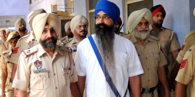 PATIALA, INDIA - SEPTEMBER 21: Balwant Singh Rajoana, who is facing death penalty for assassination of former Punjab Chief Minister Beant Singh, coming out of Government Rajindra Hospital on September 21, 2015 in Patiala, India. Rajoana was waiting the President to decide over his mercy petition pending in his office since 2012. After his death warrants were issued by a Chandigarh Court on March 13, 2012, both Shiromani Gurudwara Prabandhak Committee (SGPC) and Delhi Sikh Gurudwara Management Committee (DSGMC) had filed mercy petition for Rajoana. (Photo by Bharat Bhushan/Hindustan Times via Getty Images)