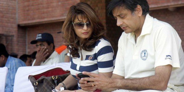 NEW DELHI, INDIA - MARCH 7: (File photo) Sunanda Pushkar Tharoor and Shashi Tharoor, External Affairs Minister, during a friendly cricket match between FICCI and Ministry of External Affair (MEA) at Modern School Barakhamba on March 7, 2010 in New Delhi, India. Sunanda Pushkar, the 52-year-old industrialist wife of Union HRD minister Shashi Tharoor was found dead on Friday at a seven-star hotel where the couple had checked in together a day earlier, the police said. News of her death emerged late in the evening, coming within two days of her Twitter spat with a Pakistani journalist, Mehr Tarar, over an alleged affair with the minister. Pushkar, who has business interests in Dubai and was the Congress ministerâs third wife, was found dead in the bedroom of The Leela Palace suite number 345 around 8.15pm. Mehr Tarar, a columnist with Pakistanâs Daily Times, reacted to the news of Pushkarâs death in two consecutive tweets: What the hell. Sunanda. Oh my God and I just woke up and read this. Im absolutely shocked. This is too awful for words. So tragic I dont know what to say. Rest in peace, Sunanda. (Photo by Ronjoy Gogoi/Hindustan Times via Getty Images)
