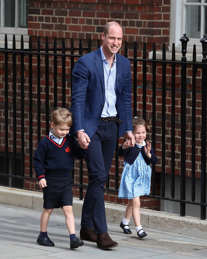 Charlotte offered an adorable wave on the way to meet her new brother, Louis, in April 2018.