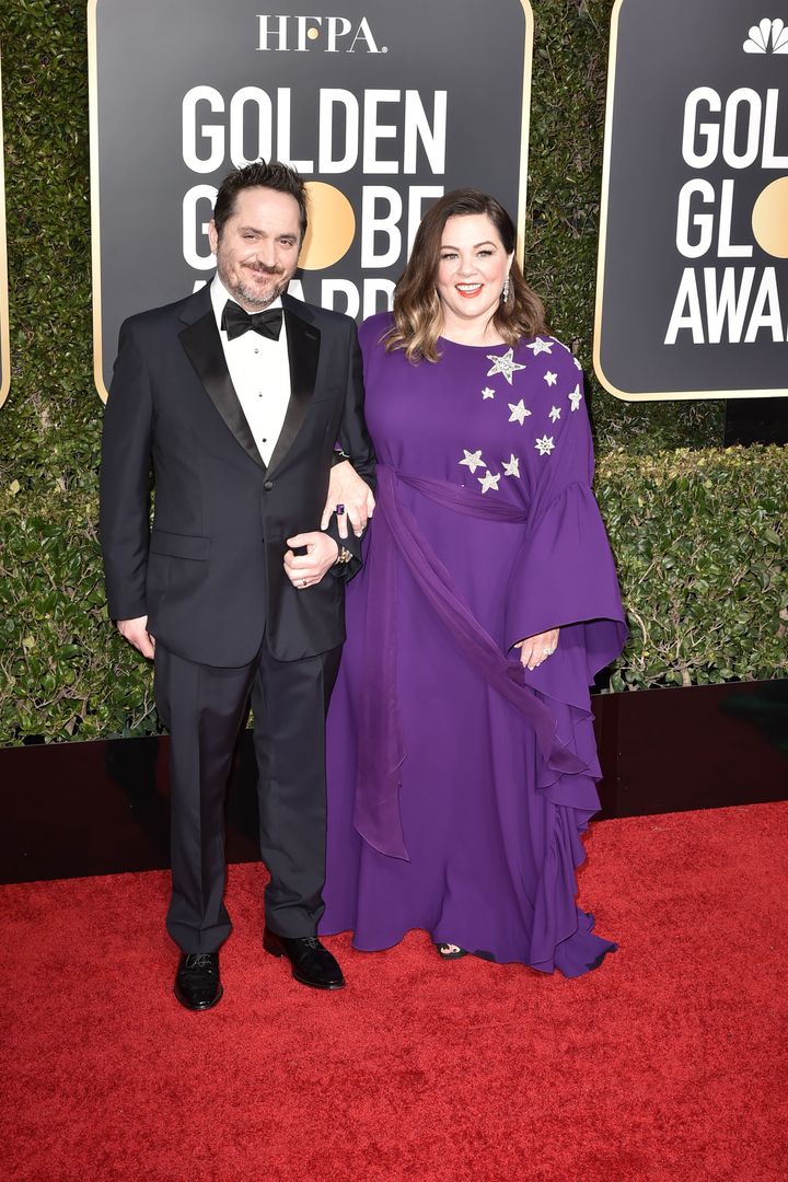 Ben Falcone and Melissa McCarthy arrive at the 76th annual Golden Globe Awards on Sunday. 