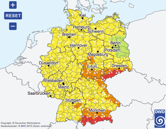 Die Karte des Deutschen Wetterdienstes.
