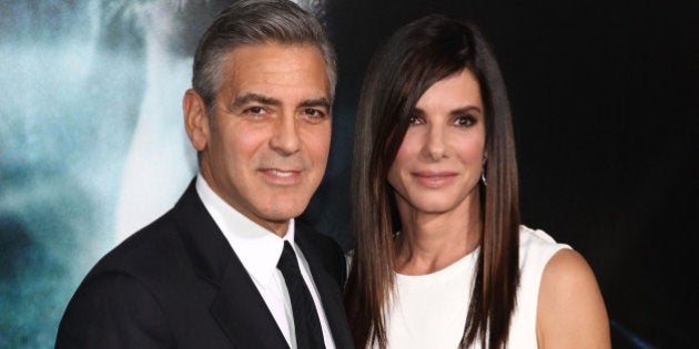 NEW YORK, NY - OCTOBER 01: Actors George Clooney and Sandra Bullock attend the 'Gravity' premiere at AMC Lincoln Square Theater on October 1, 2013 in New York City. (Photo by Taylor Hill/FilmMagic)