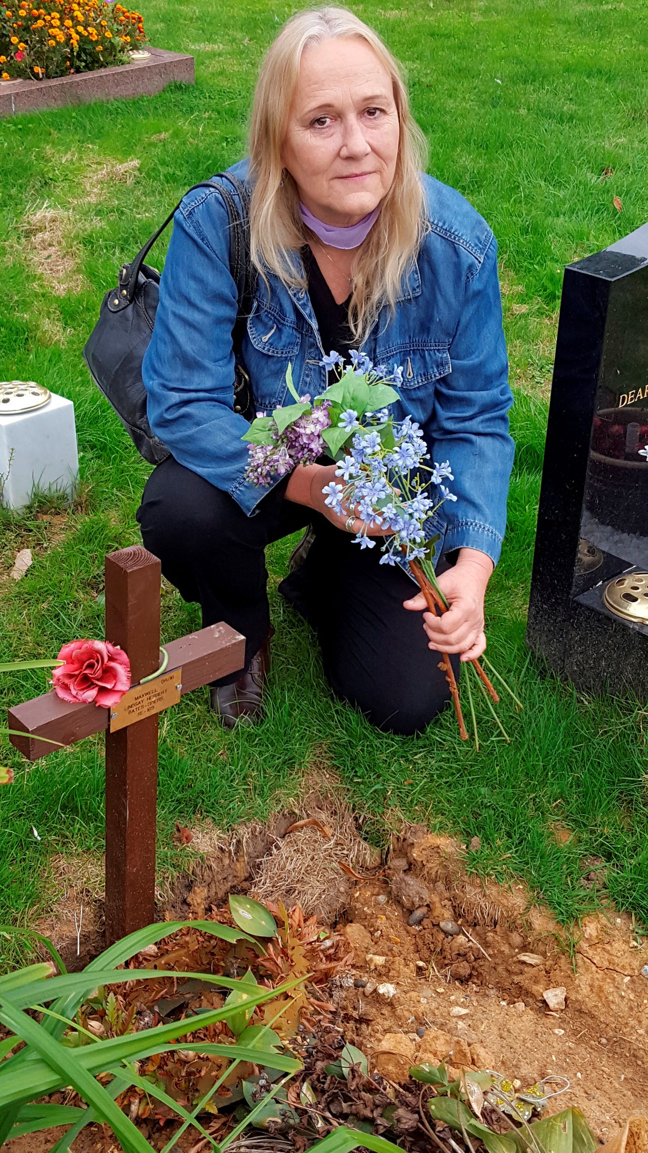 Vanessa Bates, pictured at her son's grave, says the findings of the three day inquest have given her a sense of closure 