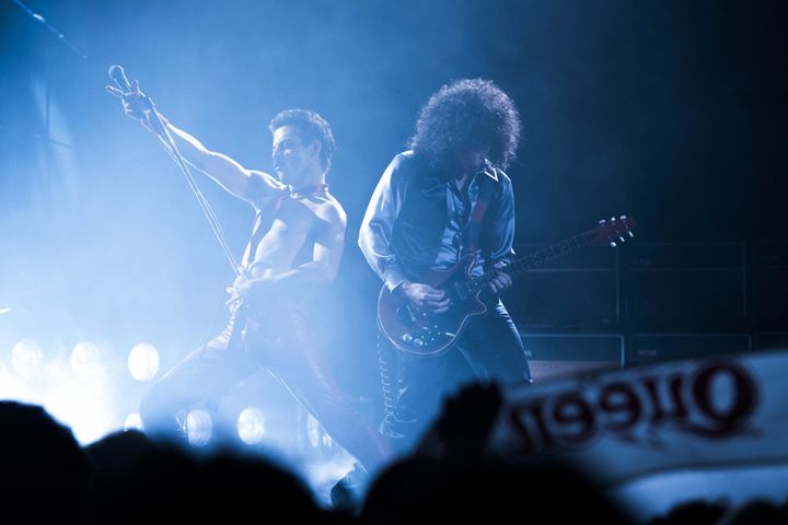 Rami Malek and Gwilym Lee as Freddie Mercury and Brian May in 'Bohemian Rhapsody'