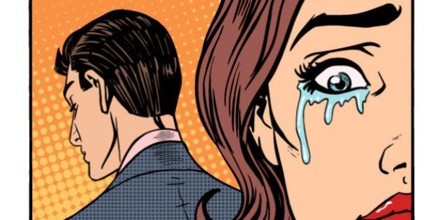 Woman crying said why the departing man. Emotions girl love divorce