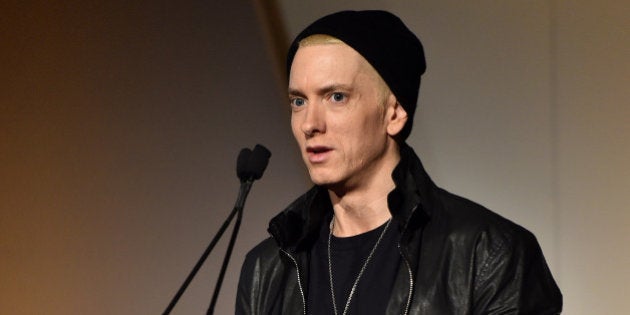 NEW YORK, NY - NOVEMBER 05: Eminem speaks onstage at WSJ. Magazine 2014 Innovator Awards at Museum of Modern Art on November 5, 2014 in New York City. (Photo by Mike Coppola/Getty Images)