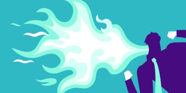 Vector illustration - Businessman spitting fire