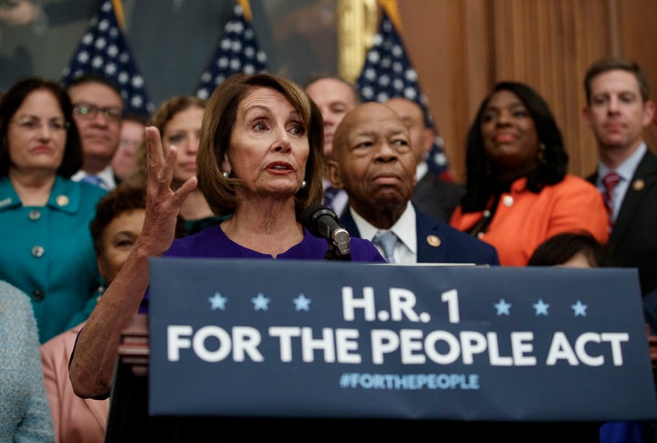 Speaker Nancy Pelosi (D-Calif.) and other Democrats introduced a sweeping proposal on voting rights, campaign finance and ethics reforms in the House on Jan. 4.