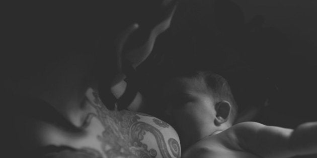 A beautiful moment with mom and baby