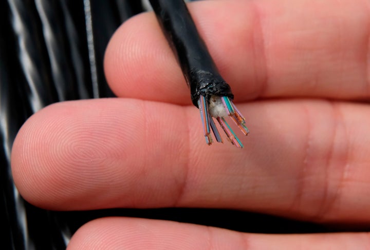 A fiber optic cable for Internet access.
