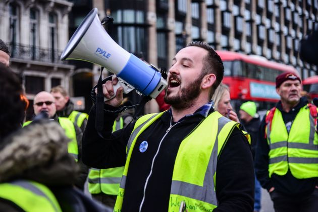 James Goddard, pictured centre, has reportedly been detained following alleged public order incidents in Westminster.