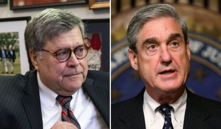 William Barr (left), Trump's nominee for attorney general, sent a 19-page memo to Deputy AG Rod Rosenstein in June objecting to Robert Mueller's (right) investigation.