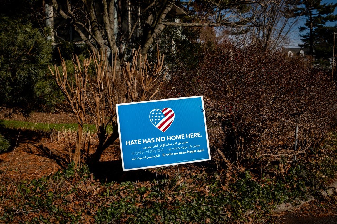 Yard signs reading "Hate has no home here" have cropped up on properties across Larchmont, New York, where Proud Boys founder Gavin McInnes resides. McInnes responded with letters critical of the signs.