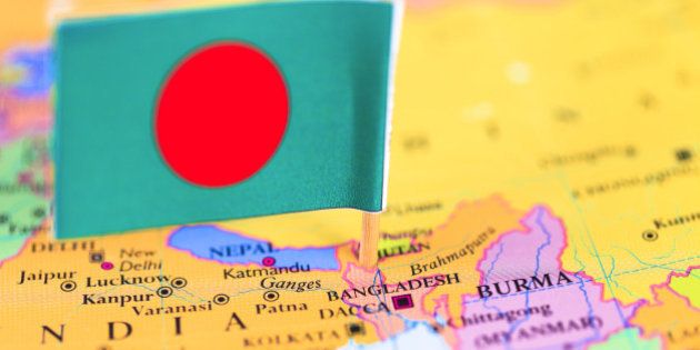 'Map and Flag of Bangladesh. Source: ''World reference atlas'''