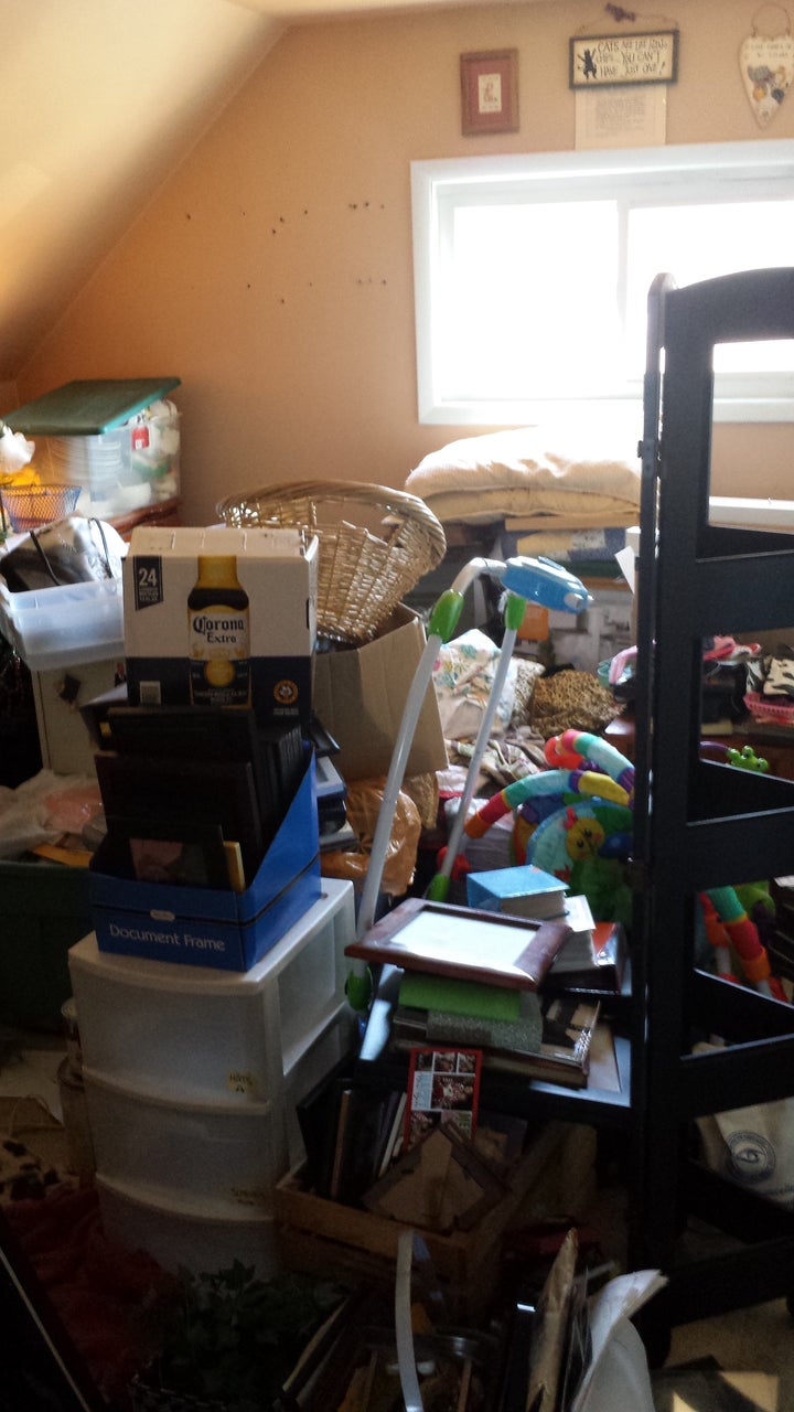 Our guest room became a staging area as I went through everything. This is where the stuff that was being donated or sold was