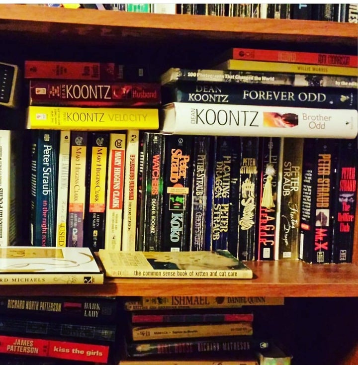 We kept the books! But we needed to get rid of the other stuff that was taking up space on the shelves so that we could displ