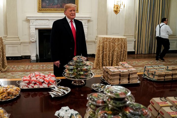 Donald Trump with the 'feast' he provided college football champions 