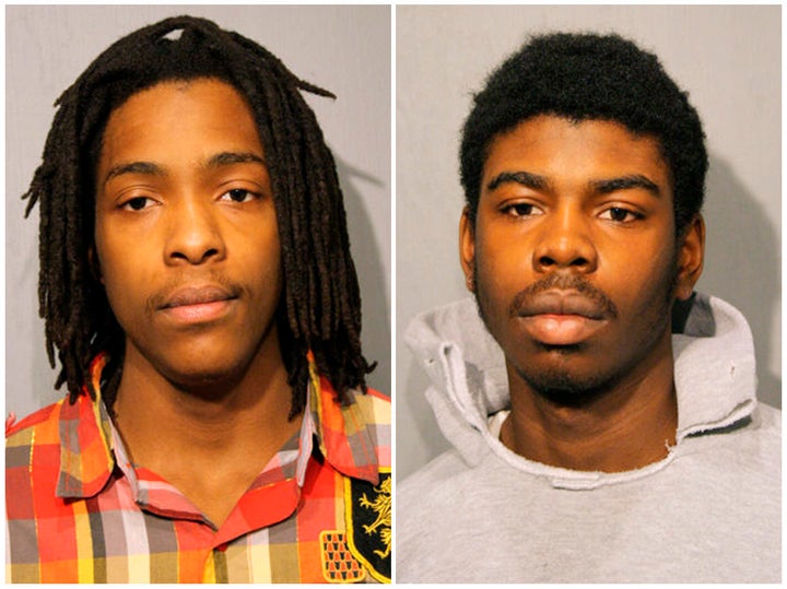 Micheail Ward, right, and Kenneth Williams are pictured in this combination image of booking photos from the Chicago Police Department.