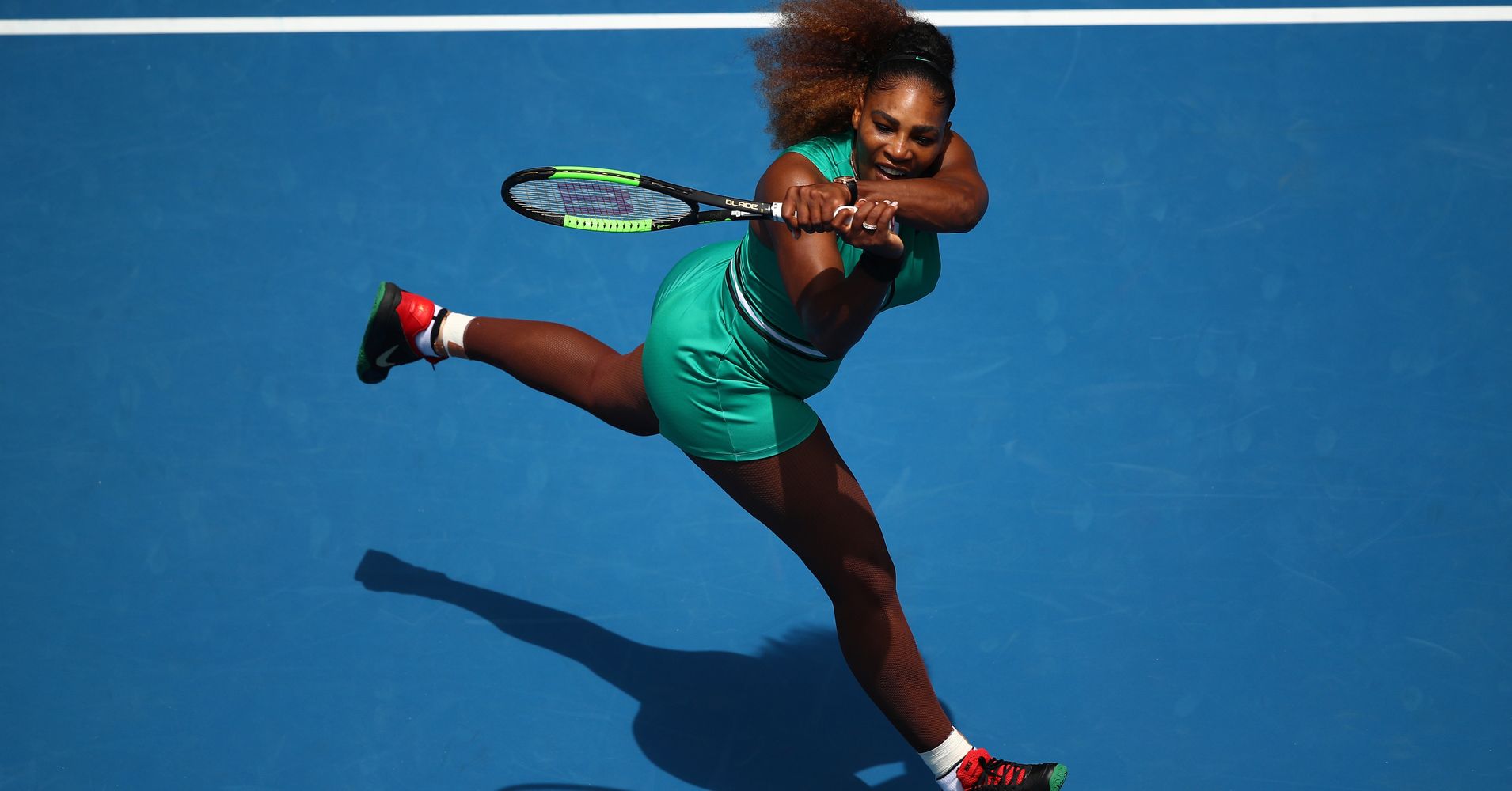 Serena Williams Dominates Australian Open With Green Romper, Fishnet ...