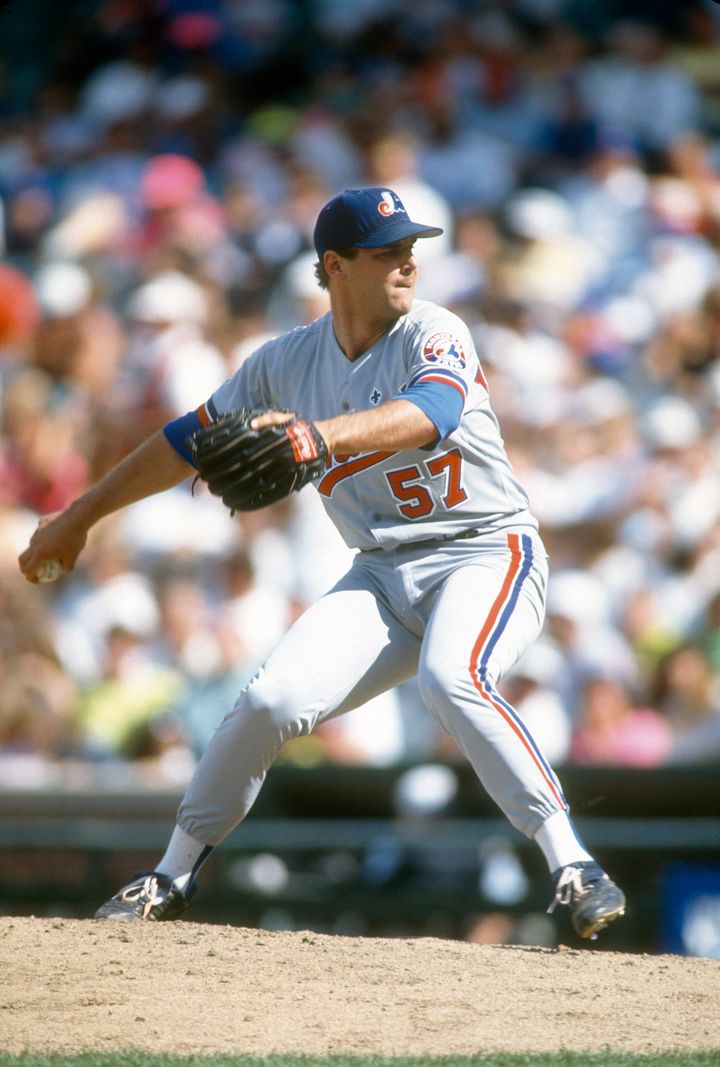 John Wetteland pitches against the Chicago Cubs during a Major League Baseball game in 1993 at Wrigley Field in Chicago.