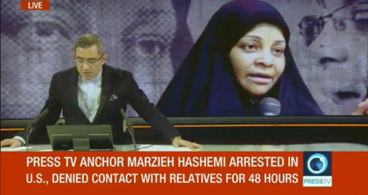 Iranian state-run Press TV reporting on the arrest of anchor Marzieh Hashemi.