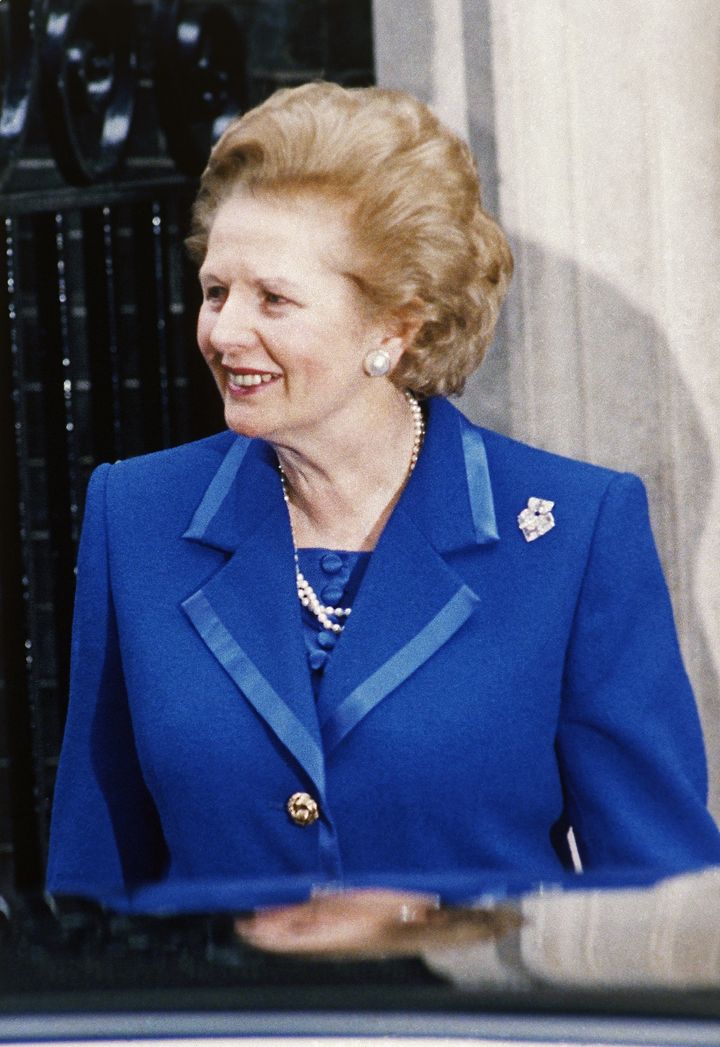 Margaret Thatcher on the day she resigned in 1990 