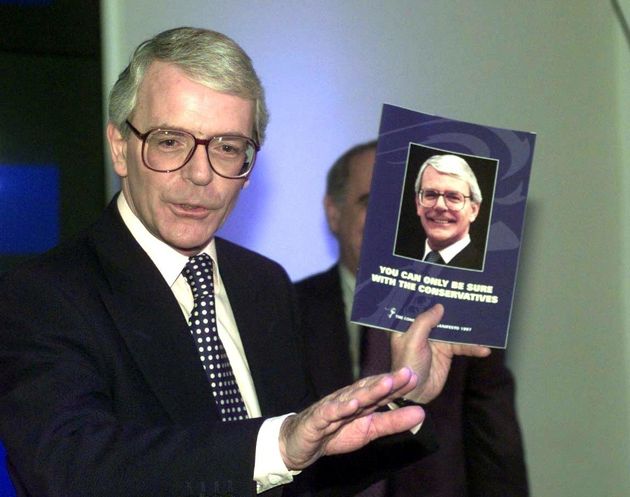 John Major with a Tory Party manifesto 