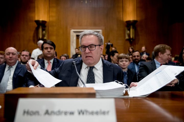 Andrew Wheeler arrives to testify at a Senate Environment and Public Works Committee hearing to be the administrator of the Environmental Protection Agency.