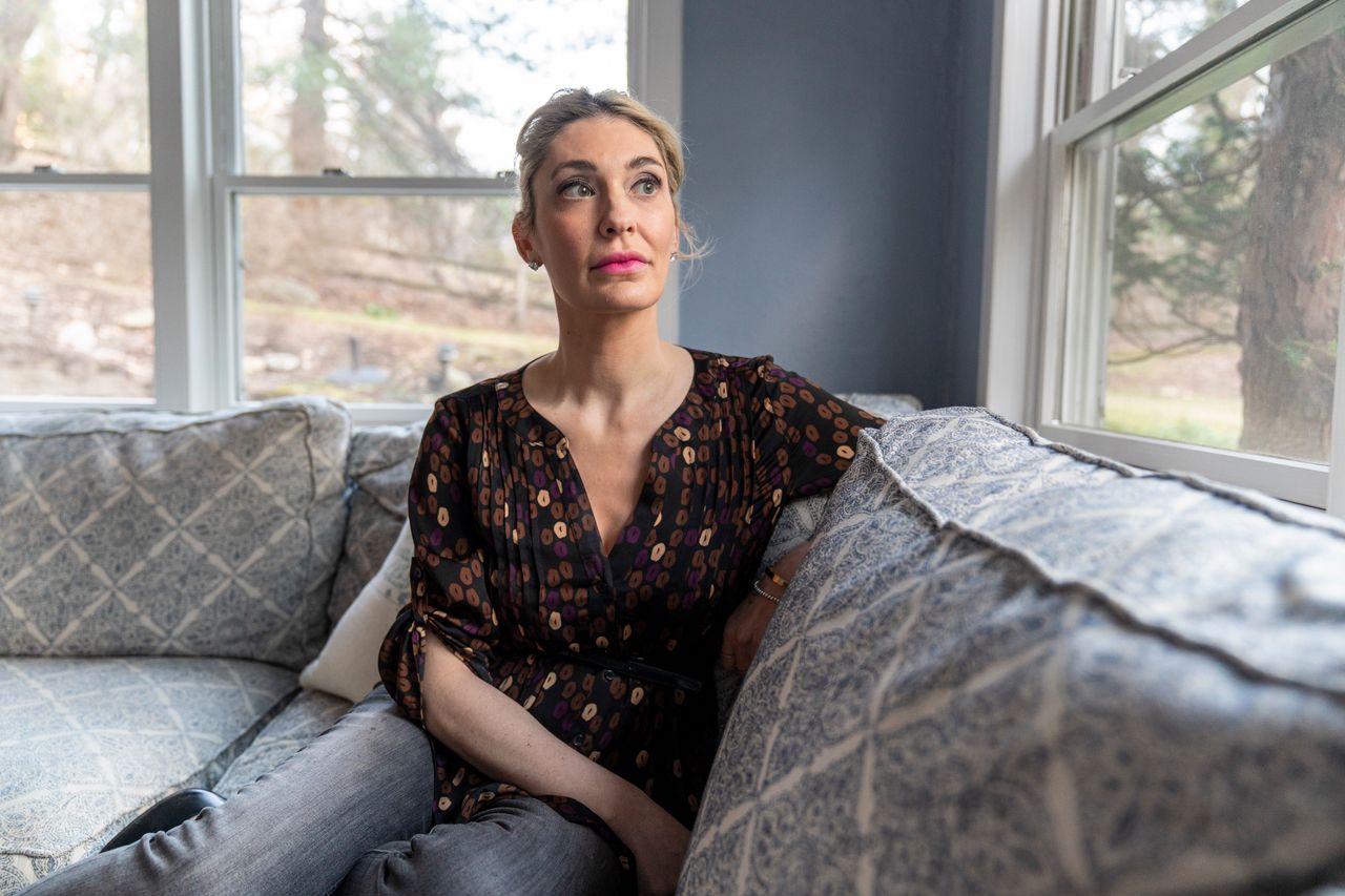 WAYNE, PENNSYLVANIA: JAN 10, 2019 Sarah Klein, an attorney, in her Wayne, Pennsylvania home on January 10, 2019. She is the first known victim of former Olympic Women's Gymnastic Team doctor Larry Nassar and an advocate for victims of sexual abuse. (Jessica Kourkounis)