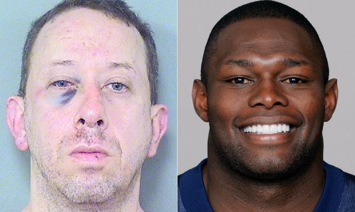 Geoffrey Cassidy (left) received a beating after ex-NFL defensive back Tony Beckham (right) allegedly caught him masturbating outside his house.