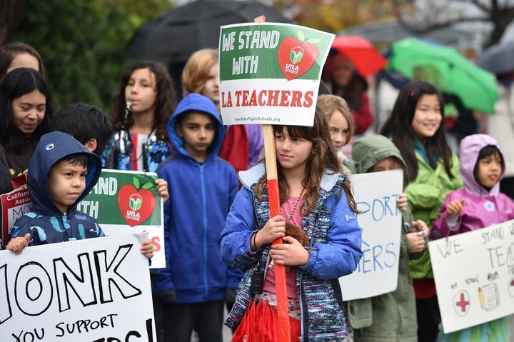 Some students are walking the picket lines with their teachers.