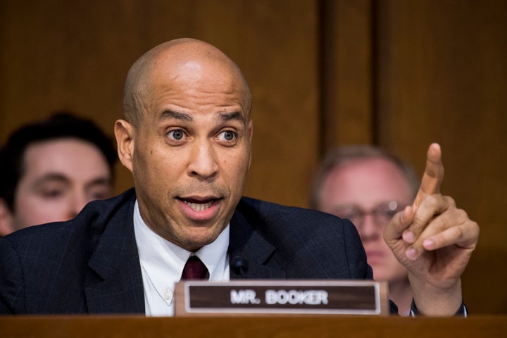 Sen. Cory Booker speaks during a Senate Judiciary Committee confirmation hearing for William Barr, the attorney general nominee, on Jan. 15.