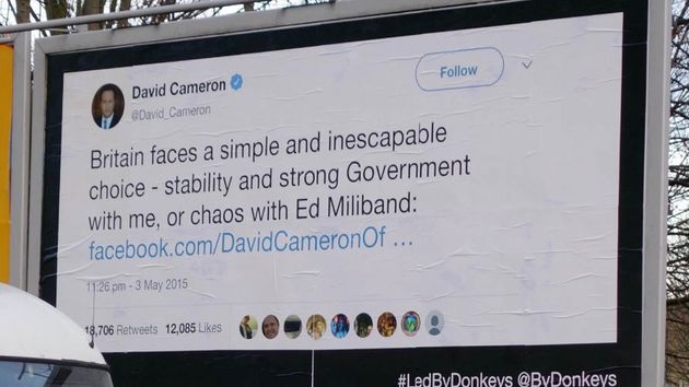 A poster campaign featuring David Cameron's now infamous tweet