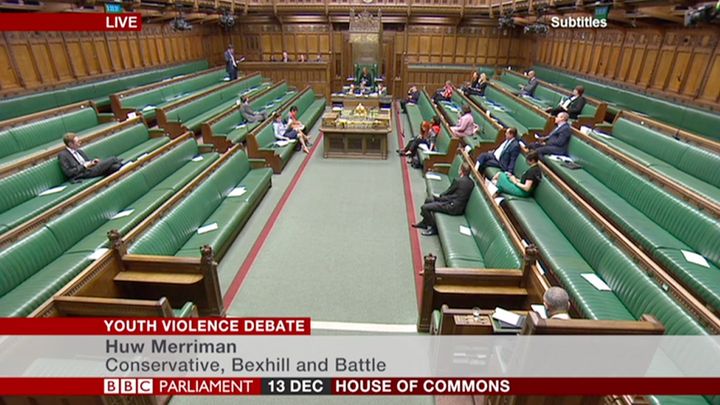 Empty house during debate about youth crime. 