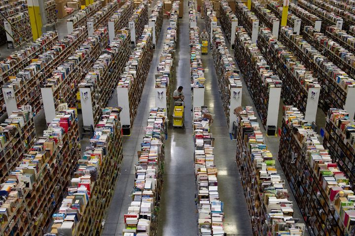 Inside the Amazon distribution centre in Phoenix, USA.