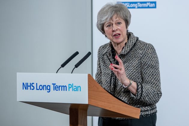 Theresa May announcing the NHS long term plan earlier this month 