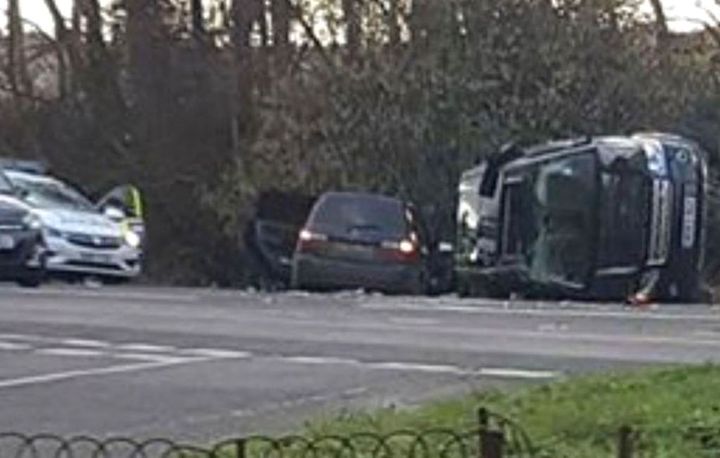 A local radio station published a picture of the two-car crash.