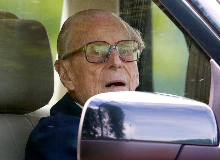 Prince Philip seen driving his Land Rover at the Windsor Horse Show last year.