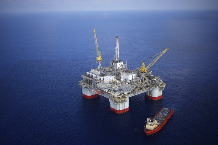 An oil rig in the Gulf of Mexico. 