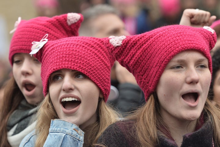 Demonstrators on the National Mall in Washington for the 2017 Women's March.