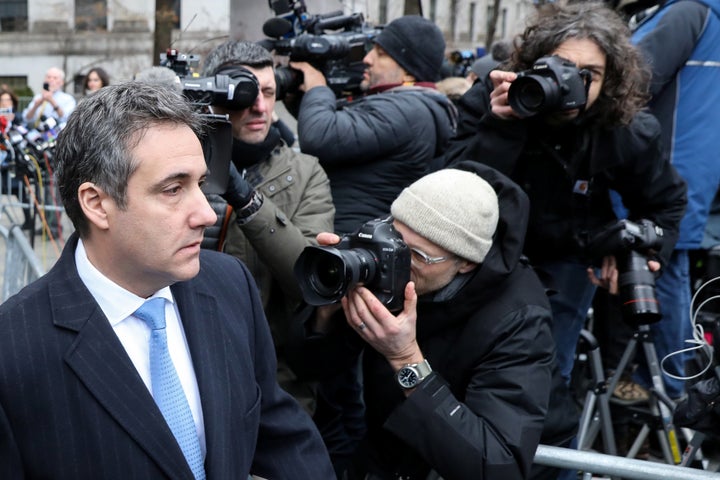 Michael Cohen, Trump's former personal attorney, in New York City, Dec. 12, 2018, after being sentenced to three years in prison. The Wall Street Journal reported that in 2015 he hired Liberty's chief information officer to rig online polls in Trump’s favor.