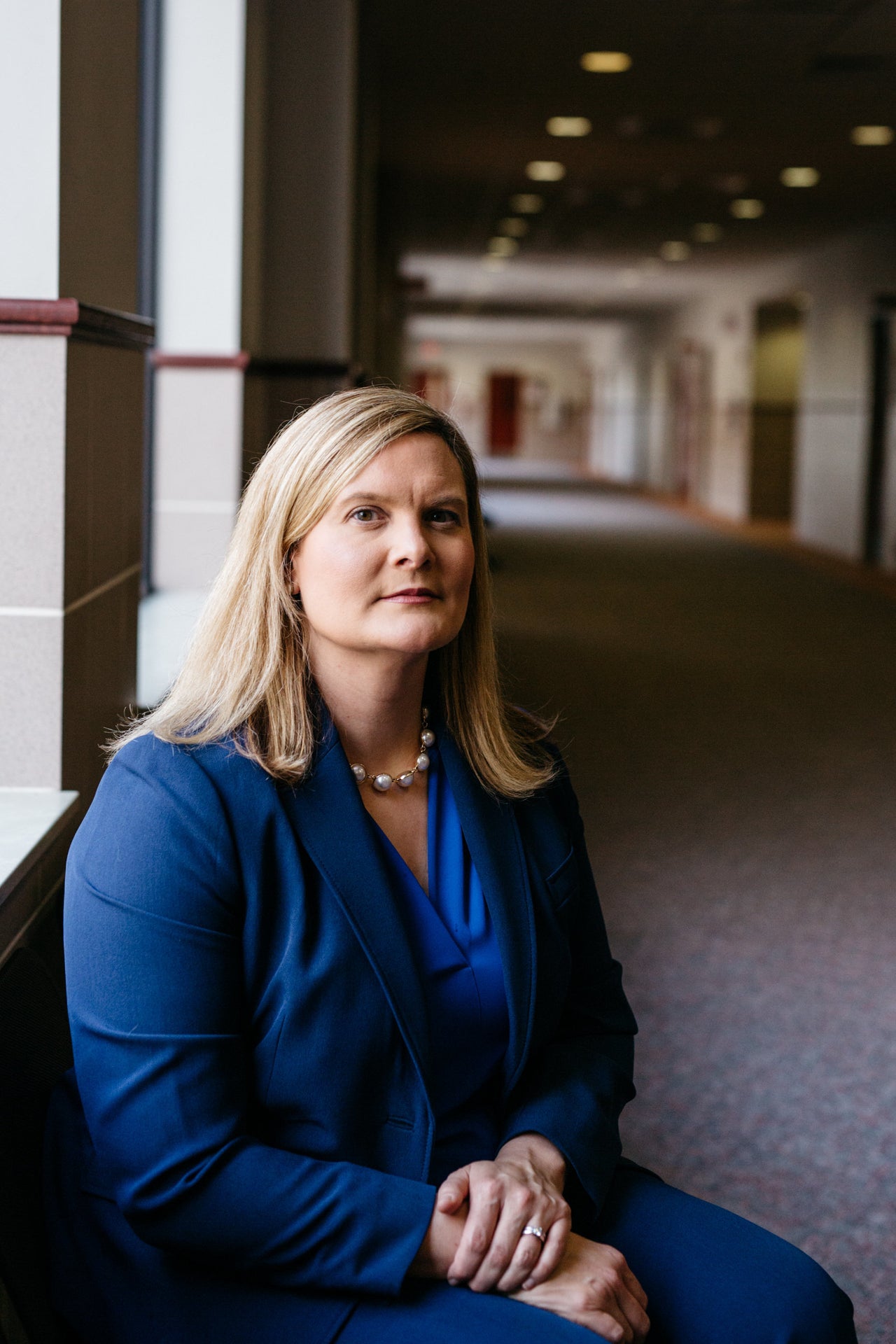 Angela Povilaitis, lead prosecutor on the Larry Nassar Case poses for a portrait at the Ingham Circuit Court in Lansing, Michigan.