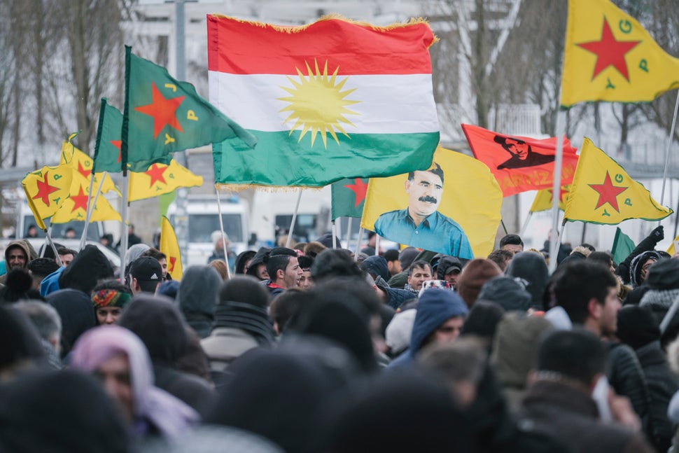 Demonstrators in Germany protest the Turkish takeover of Kurdish-controlled Afrin in northern Syria in March 2018. Now that P