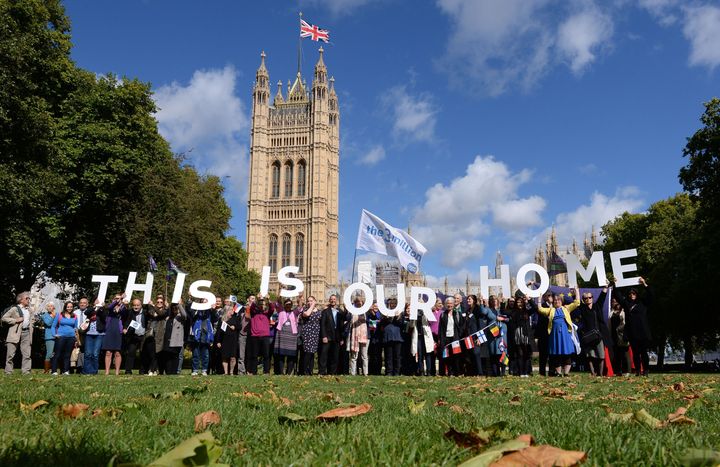 EU citizens in a protest outside the Houses of Parliament in 2017