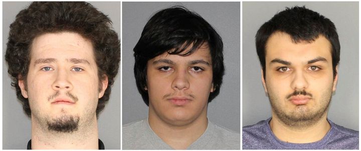Brian Colaneri, left, Andrew Crysel and Vincent Vetromile are accused of plotting to attack an upstate New York Muslim community with explosives. The three men are from the Rochester, New York, area.