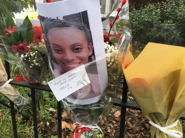 Flowers which have been left at the scene in Forest Road.