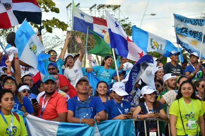 Pilgrims from all over the world crowd the historic center of Panama City on the eve of the arrival of Pope Francis for the World Youth Days, on January 22, 2019. 