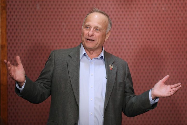 Rep. Steve King (R-Iowa) talks to voters in Webster City, Iowa, shortly before he barely beat Scholten in November's election, winning a ninth term.